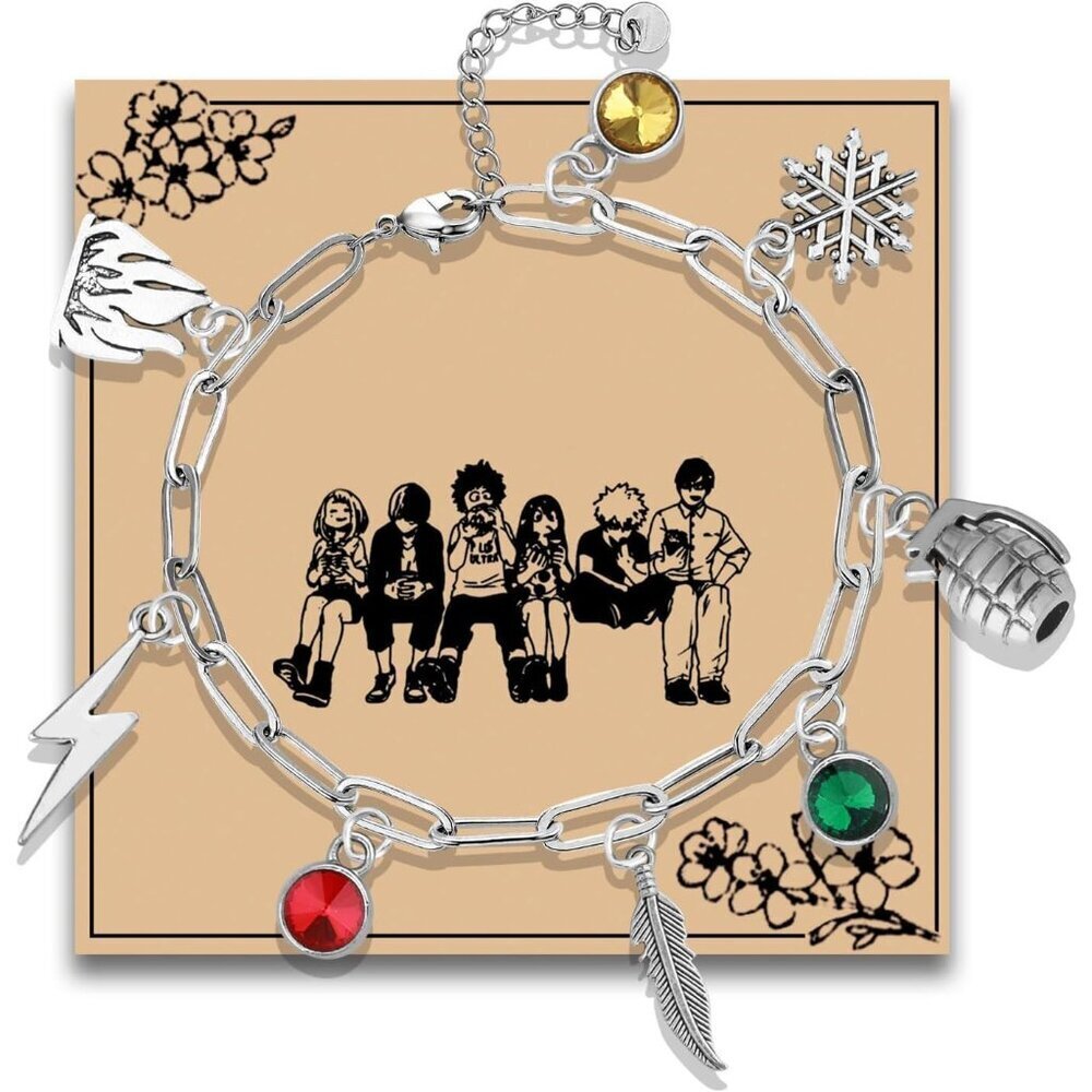 Anime Charms Bracelet Stainless Steel Paperclip Chain Men Women Gift